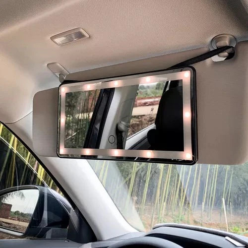 ESPEJO DE MAQUILLAJE PARA CARRO TÁCTIL CON LUZ LED