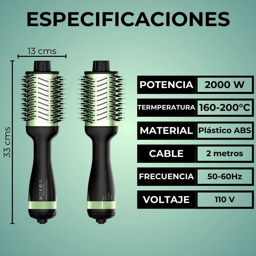 CEPILLO SECADOR Y ALISADOR AGUACATE 2 EN 1