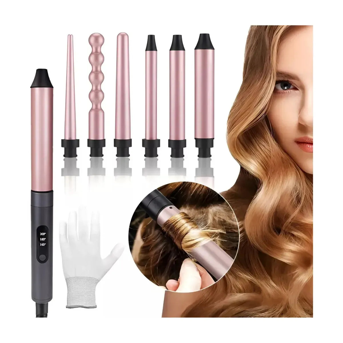 PINZA RIZADOR 6 EN 1 PARA CABELLO PROFESIONAL