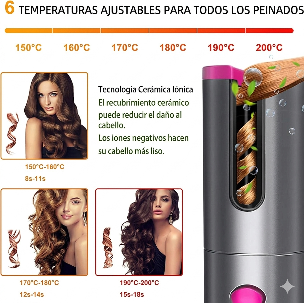 RIZADOR DE CABELLO PROFESIONAL INALÁMBRICO AUTOMÁTICO