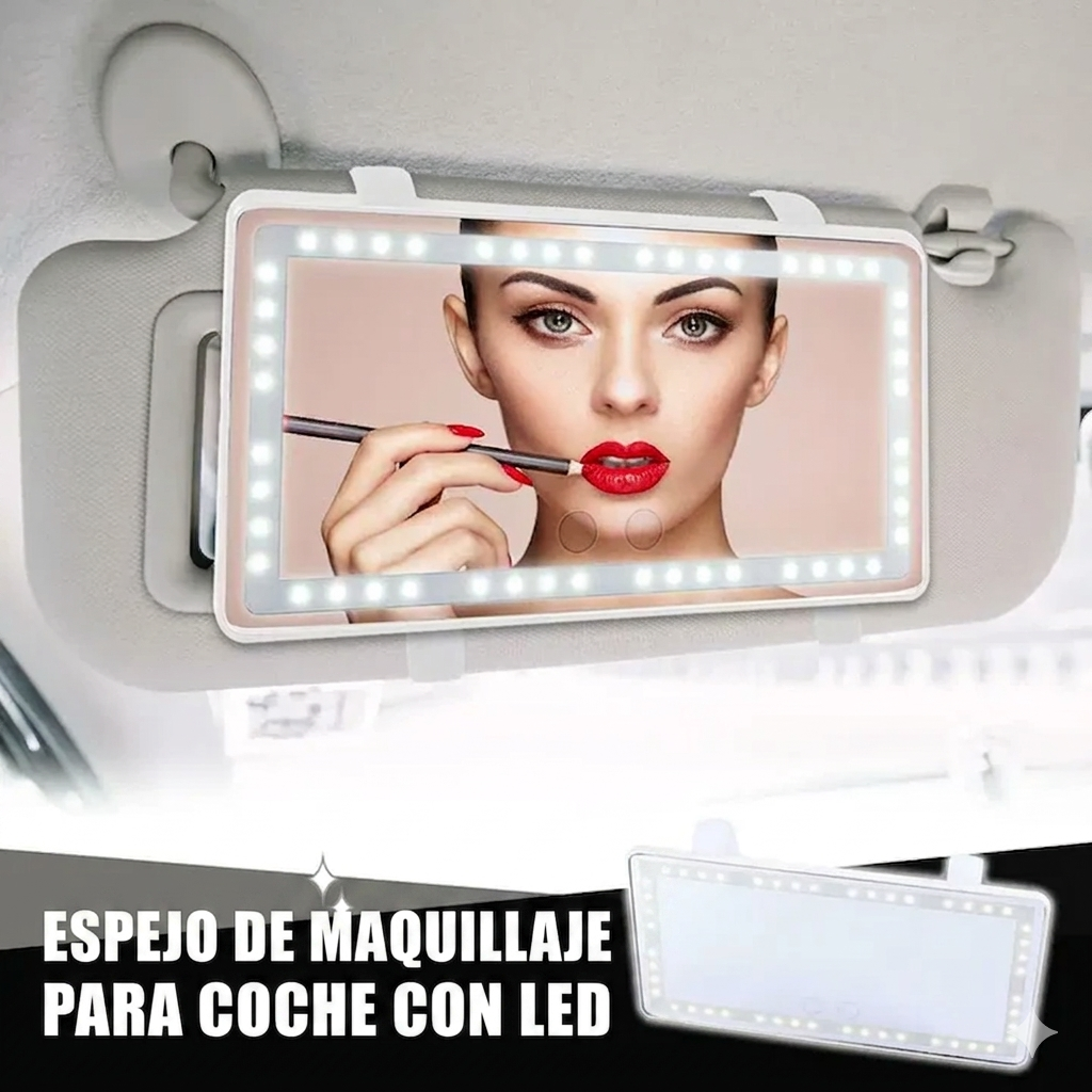 ESPEJO DE MAQUILLAJE PARA CARRO TÁCTIL CON LUZ LED