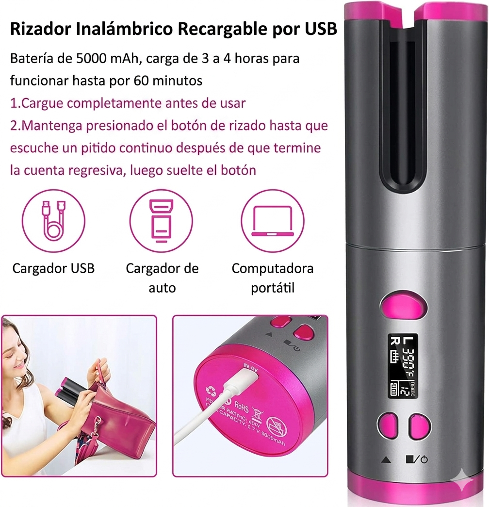 RIZADOR DE CABELLO PROFESIONAL INALÁMBRICO AUTOMÁTICO
