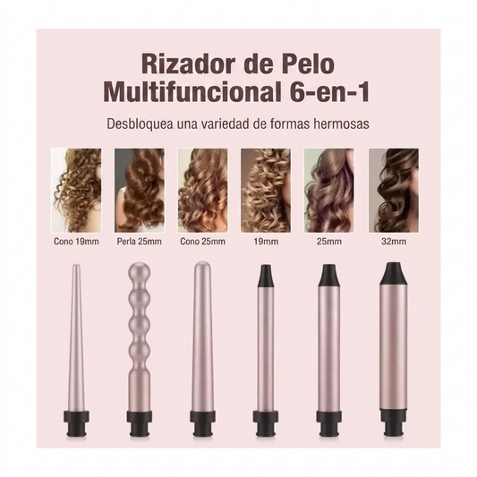 PINZA RIZADOR 6 EN 1 PARA CABELLO PROFESIONAL