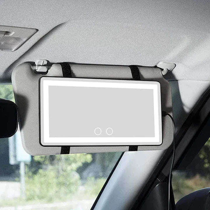 ESPEJO DE MAQUILLAJE PARA CARRO TÁCTIL CON LUZ LED