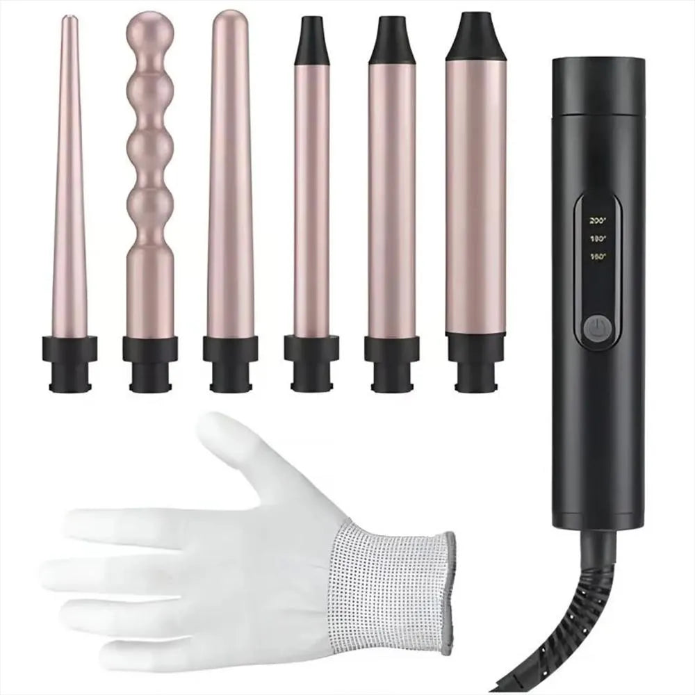 PINZA RIZADOR 6 EN 1 PARA CABELLO PROFESIONAL